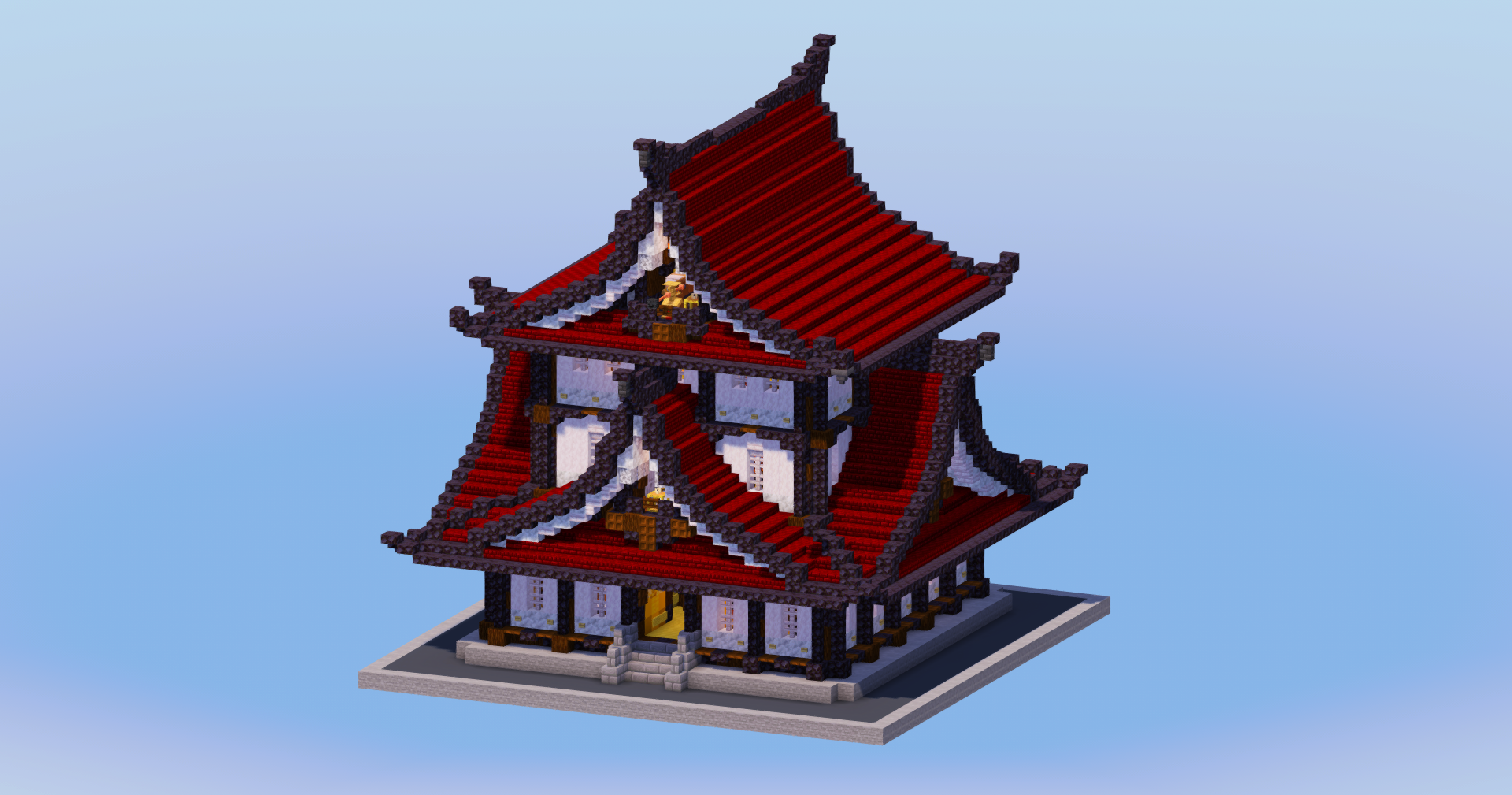 Dark Red Japanese Temple — Minecraft Build by LeonisBuilds