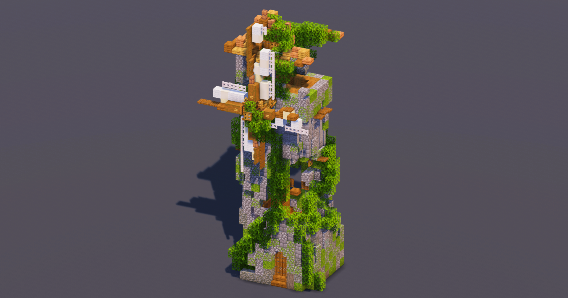 Mossy Overgrown Medieval Windmill — Minecraft Build by MellowHat (2)