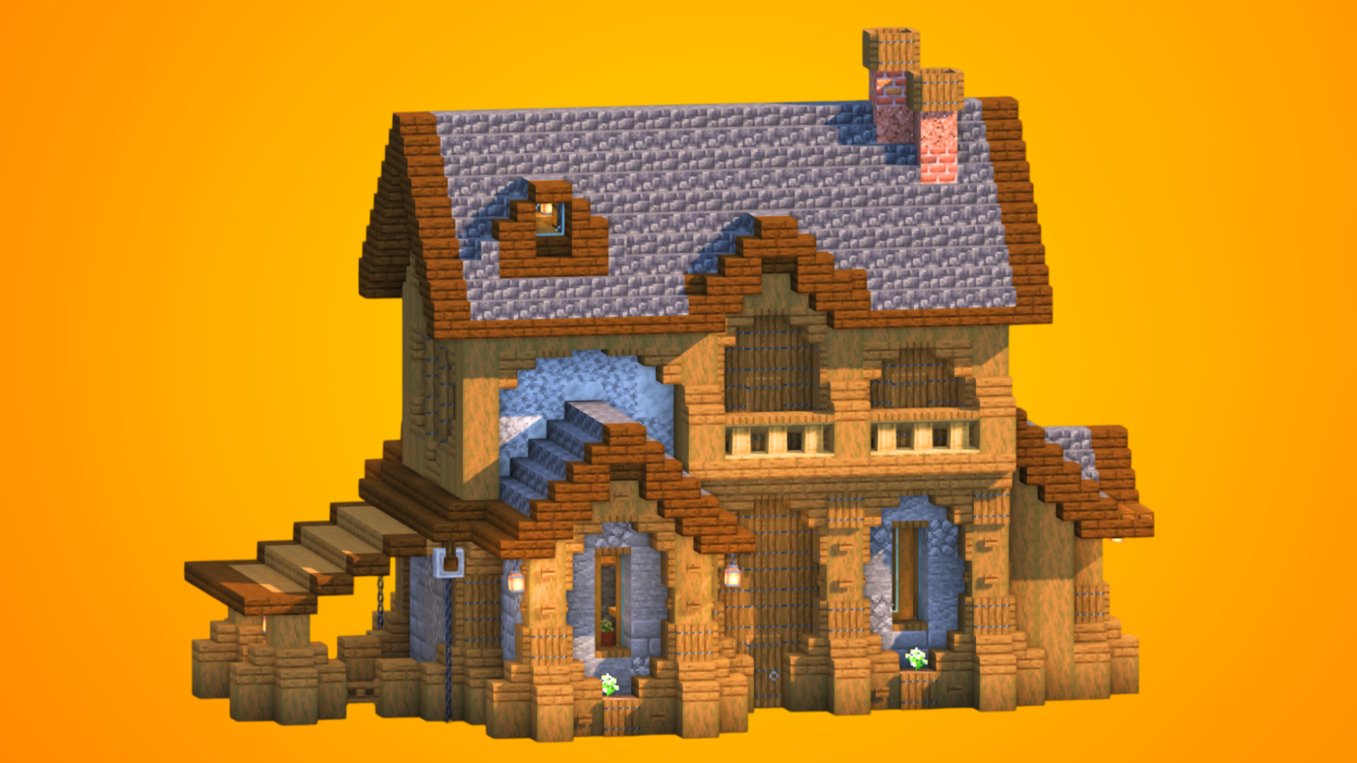 Detailed Medieval House with Twin Chimneys | Fully Furnished — Minecraft Build by RaekonBuilds