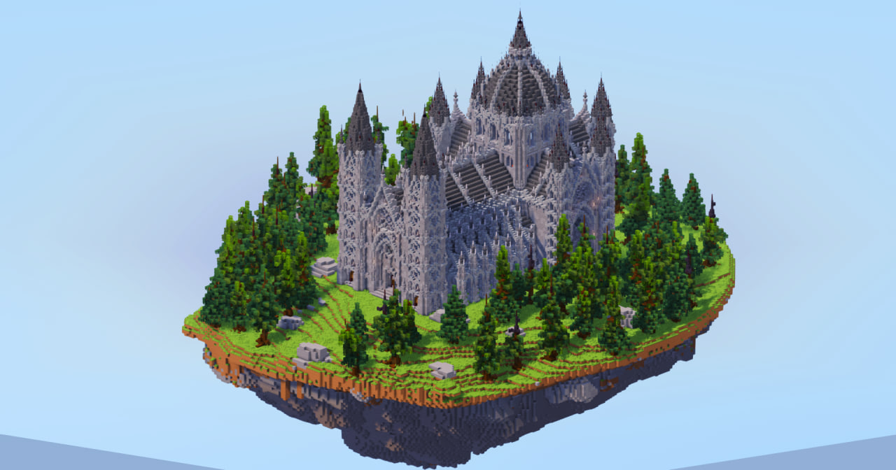 Gothic Cathedral on Floating Island v2 — Minecraft Build by LeonisBuilds