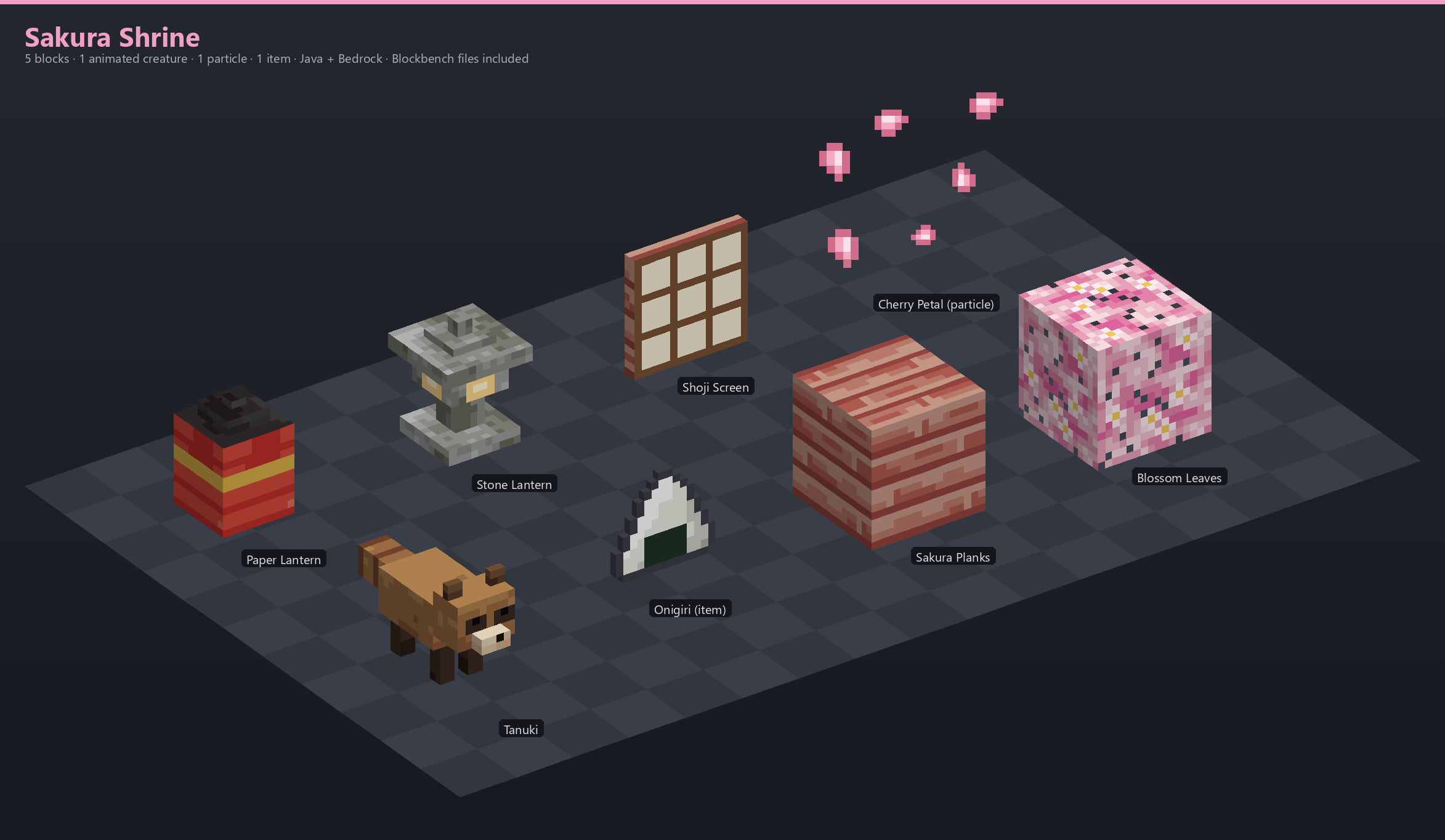 Sakura Shrine Asset [Java + Bedrock + Blockbench]
