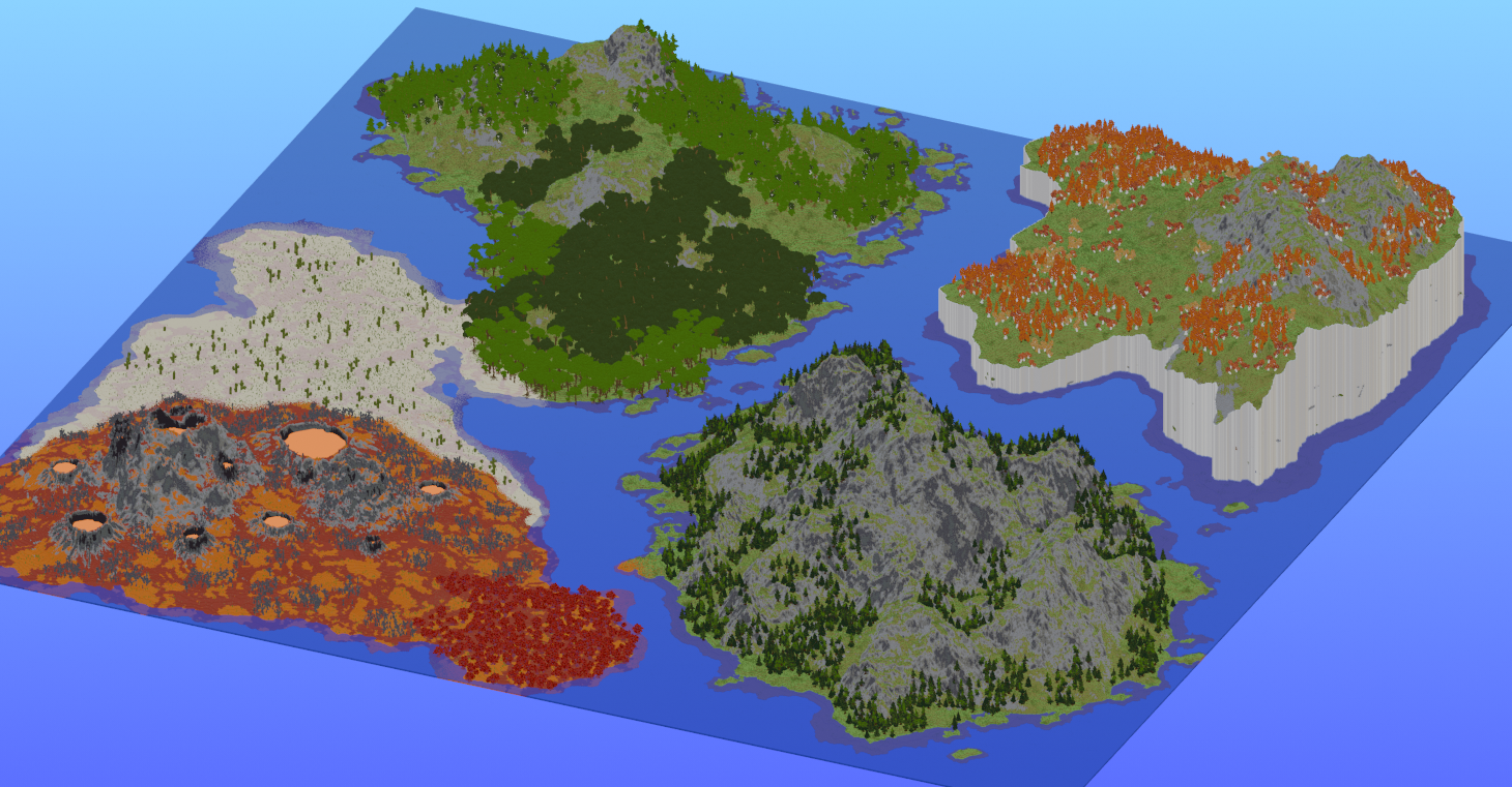 Survival Multibiome 2000x2000 Blocks Custom Map, Volcanoes, Crimson forest, Desert, Red Desert, Mesa, Forest, Jungle, Mountains, Jagged Peaks, Taiga, Cliffs, Autumn forest