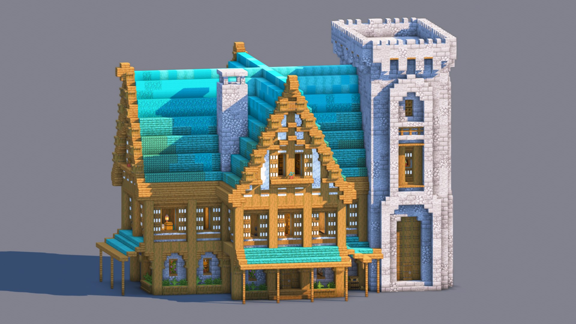 Minecraft Medieval House | Fully Decorated Interior | Survival House Download | Warped Edition — Minecraft Build by RaekonBuilds