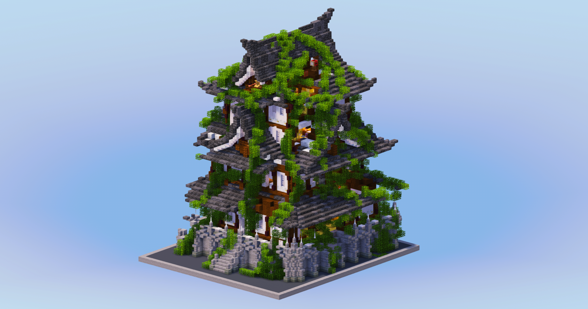 Ruined Overgrown Japanese Castle — Minecraft Build by LeonisBuilds (2)