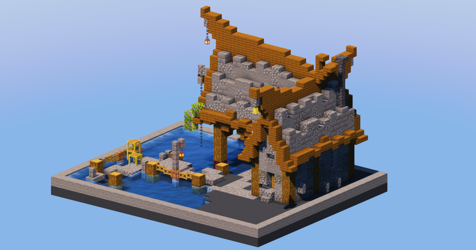 Stone Medieval Wharf — Minecraft Build by LeonisBuilds