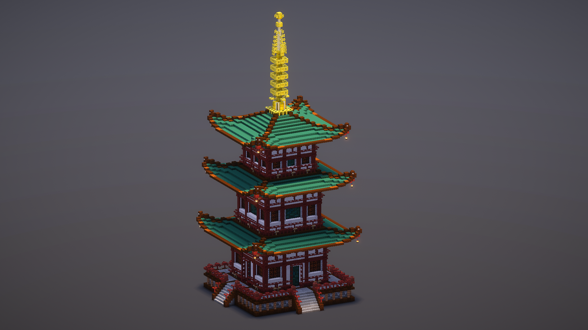 Medium Green Japanese Pagoda