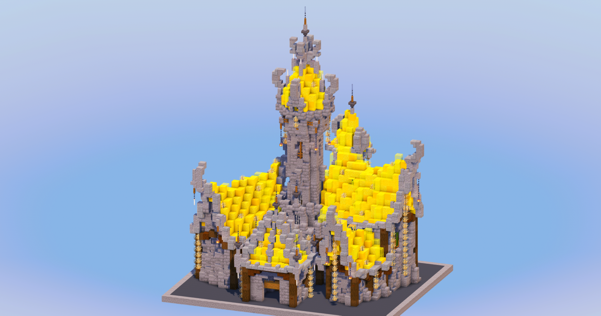 Yellow Medieval Fantasy Castle — Minecraft Build by LeonisBuilds (2)