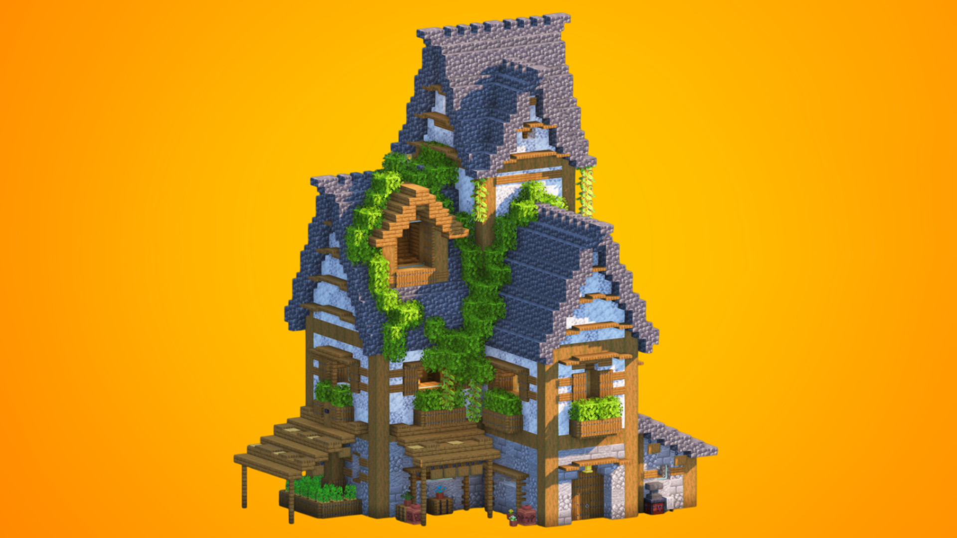 Overgrown Medieval House with Workshop & Garden | Fully Furnished — Minecraft Build by RaekonBuilds