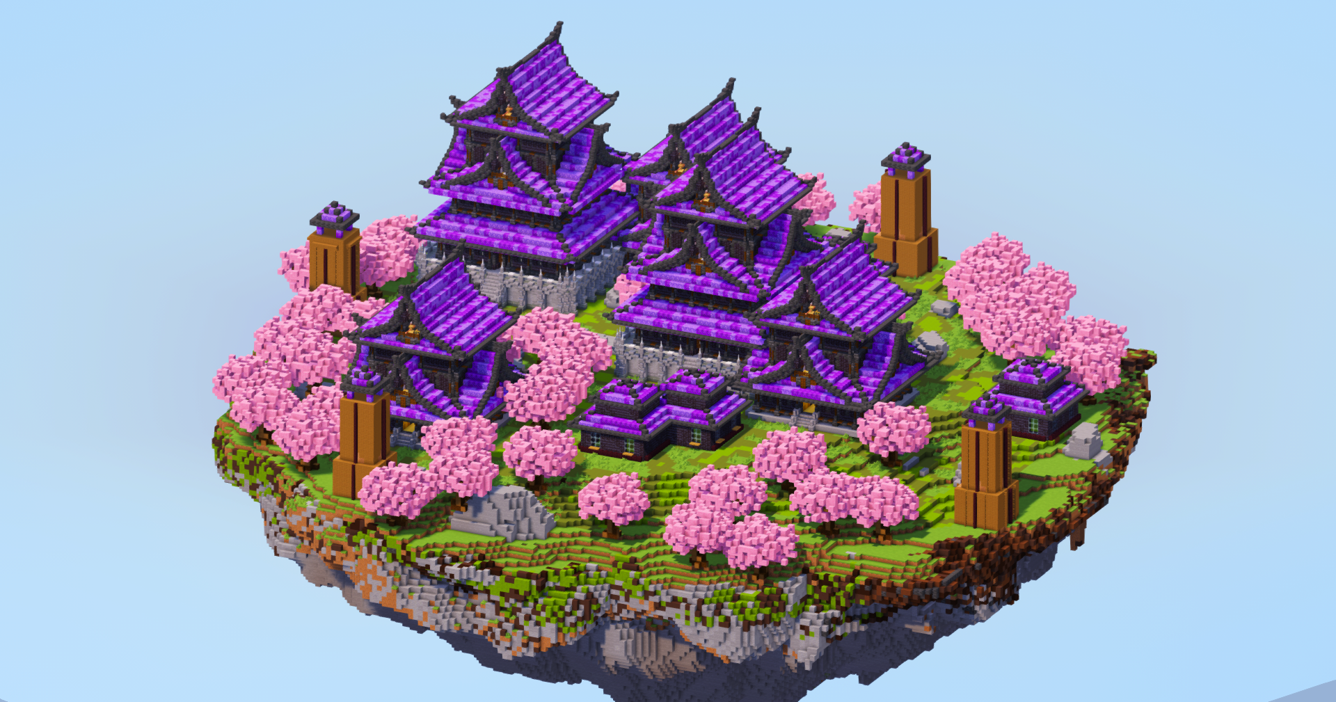Dark Amethyst Japanese Floating Island — Minecraft Build by LeonisBuilds