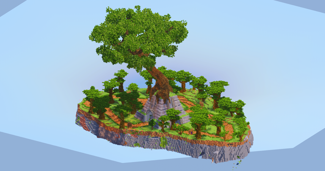 Floating Island with Mayan Temple, Server Spawn with Portals — Minecraft Build by LeonisBuilds