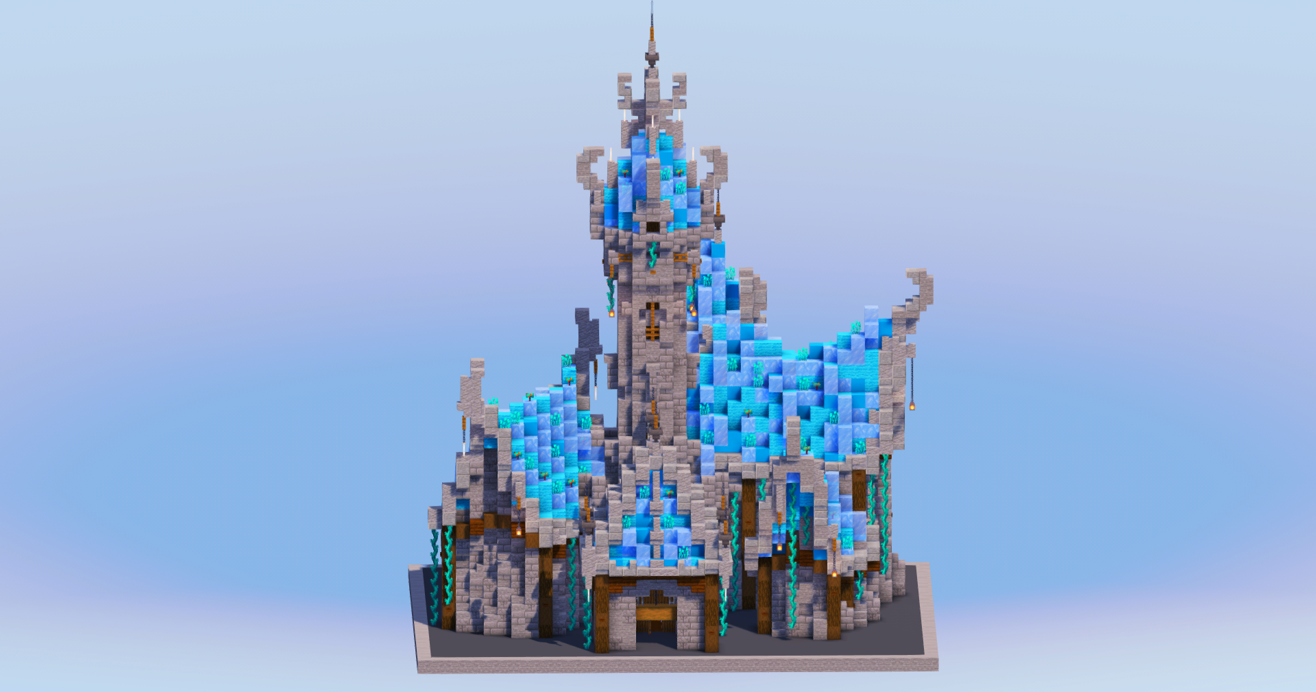 Icy Medieval Fantasy Castle — Minecraft Build by LeonisBuilds