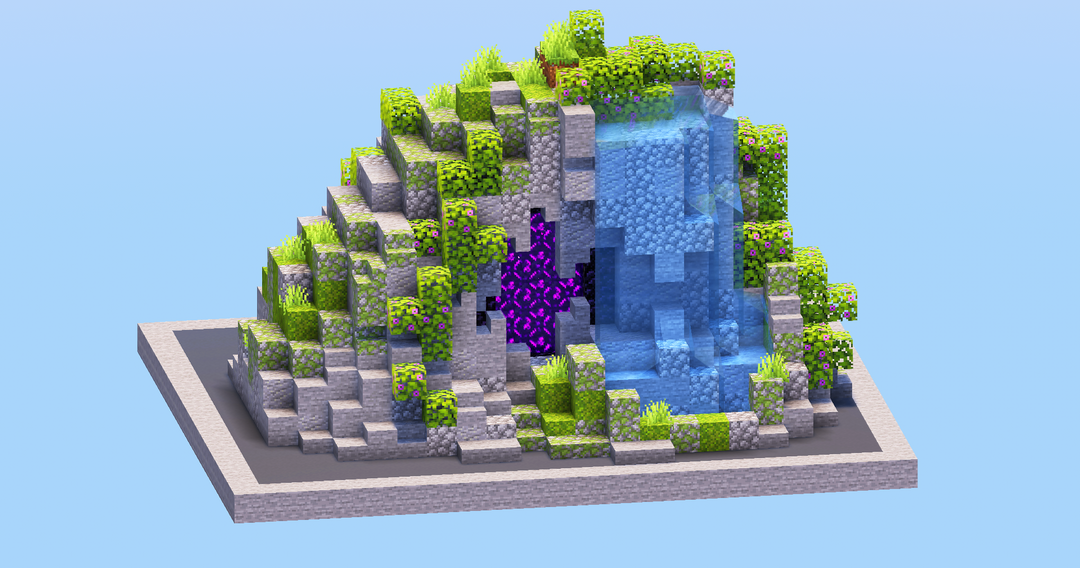 Portal Behind a Waterfall — Minecraft Build by LeonisBuilds