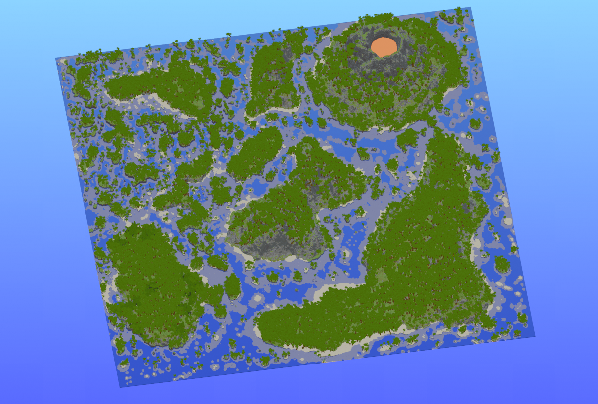Survival Multibiome Archipelago 2000x2000 Blocks Custom Map, Volcano, Palms, Jungle, Jungle Islands, Beach, Warm ocean