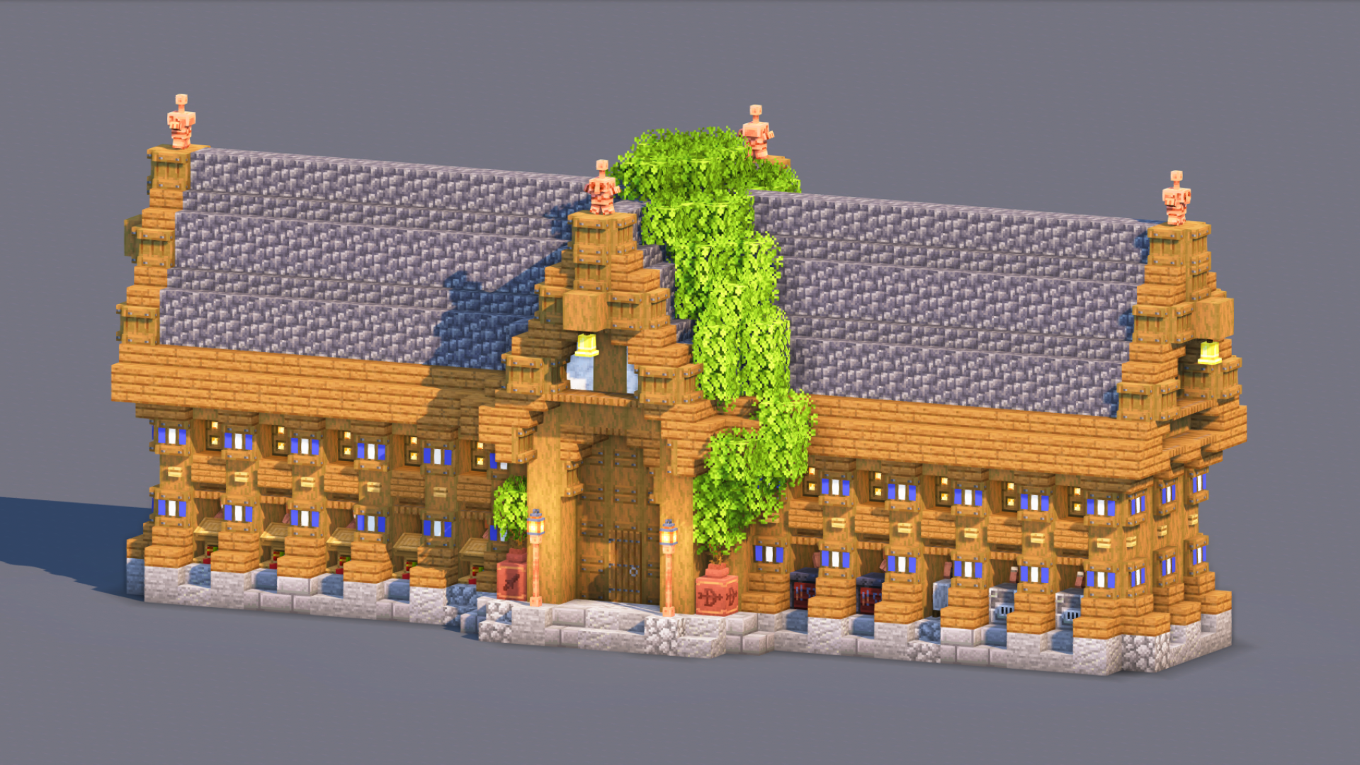 Medieval Trading Hall - Fully Decorated Interior | Download — Minecraft Build by RaekonBuilds (2)