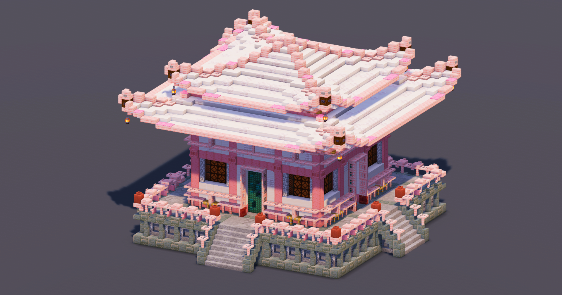 Small White Cherry Japanese Pagoda — Minecraft Build by MellowHat
