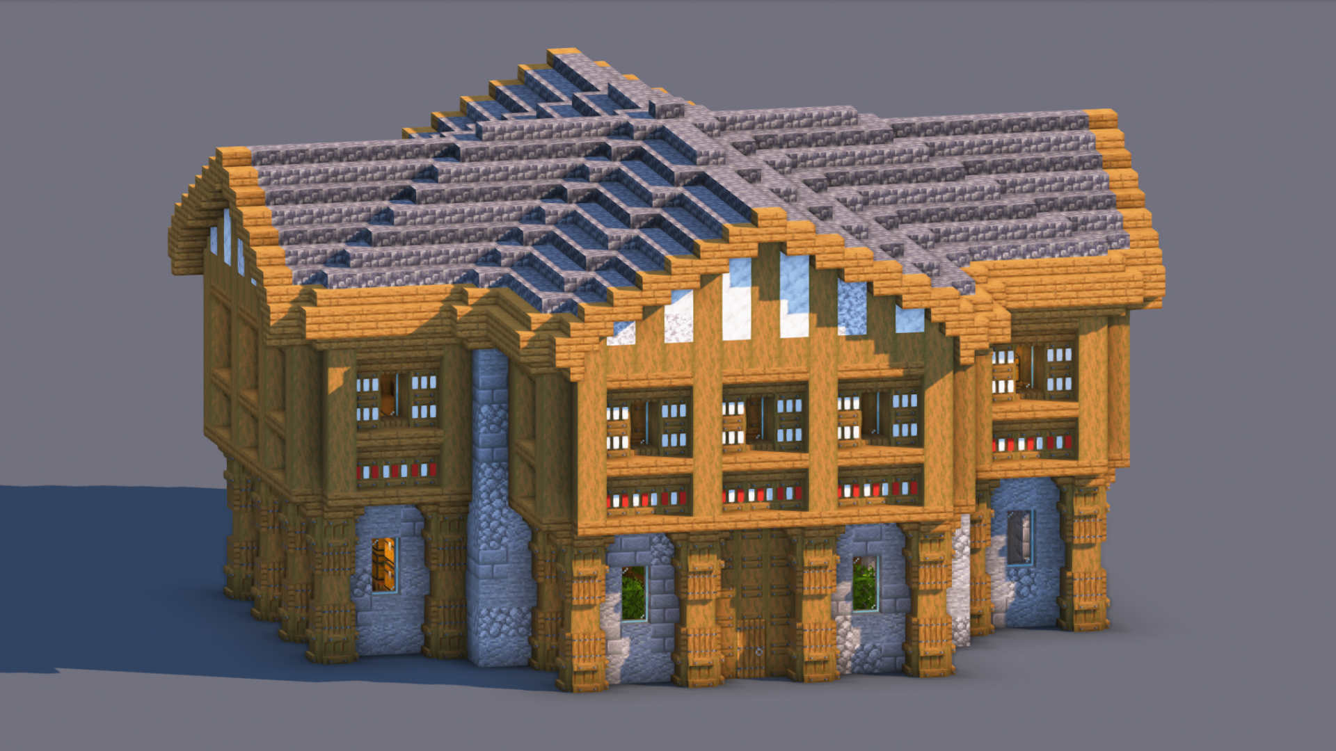 Medieval Trading Hall - Fully Decorated Interior | Download — Minecraft Build by RaekonBuilds (3)