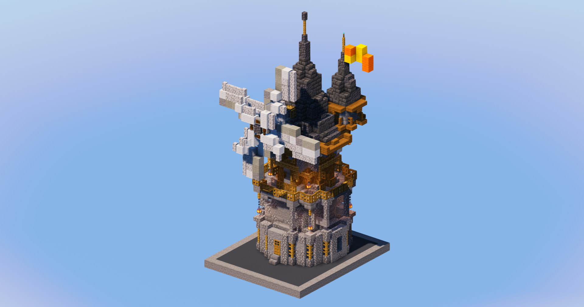Stone Medieval Windmill — Minecraft Build by LeonisBuilds