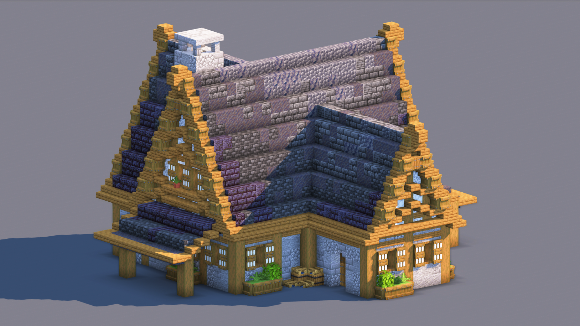 Minecraft Medieval House | Fully Decorated Interior | Survival House Download | Deepslate Edition — Minecraft Build by RaekonBuilds