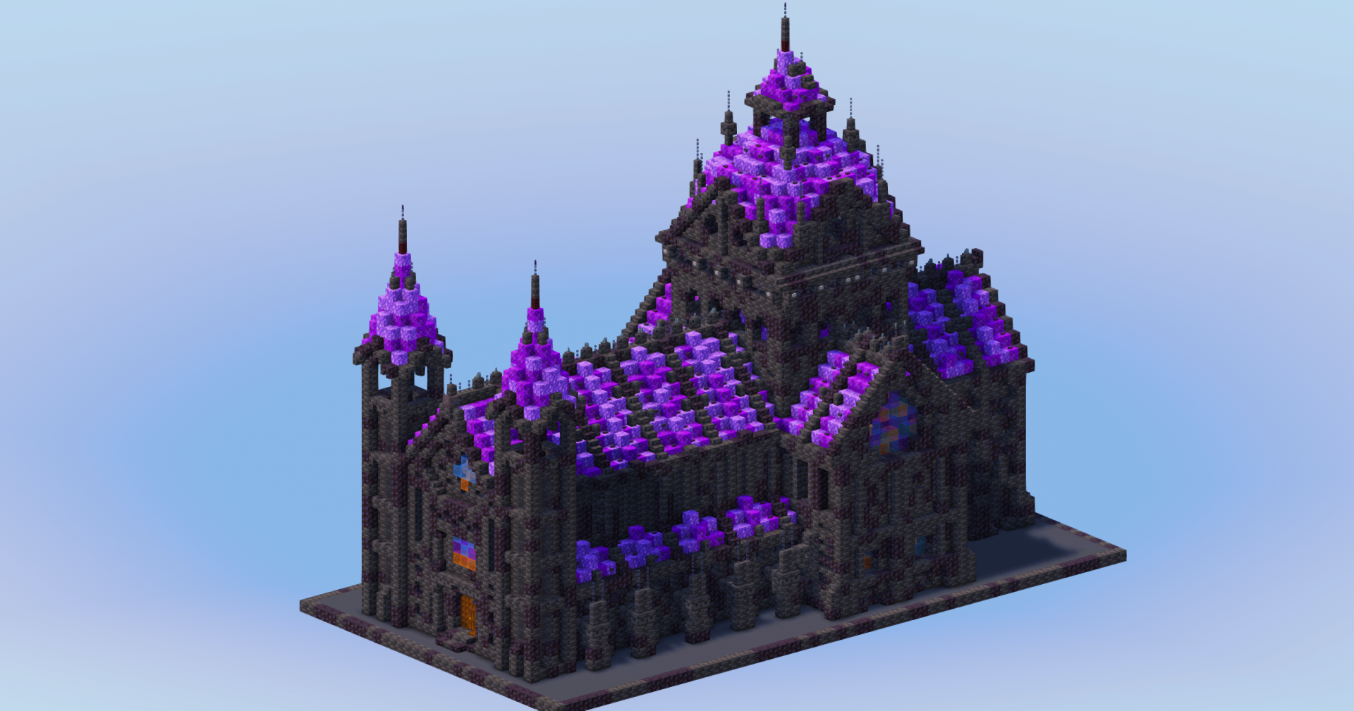 Compact Dark Amethyst Gothic Cathedral — Minecraft Build by LeonisBuilds (2)