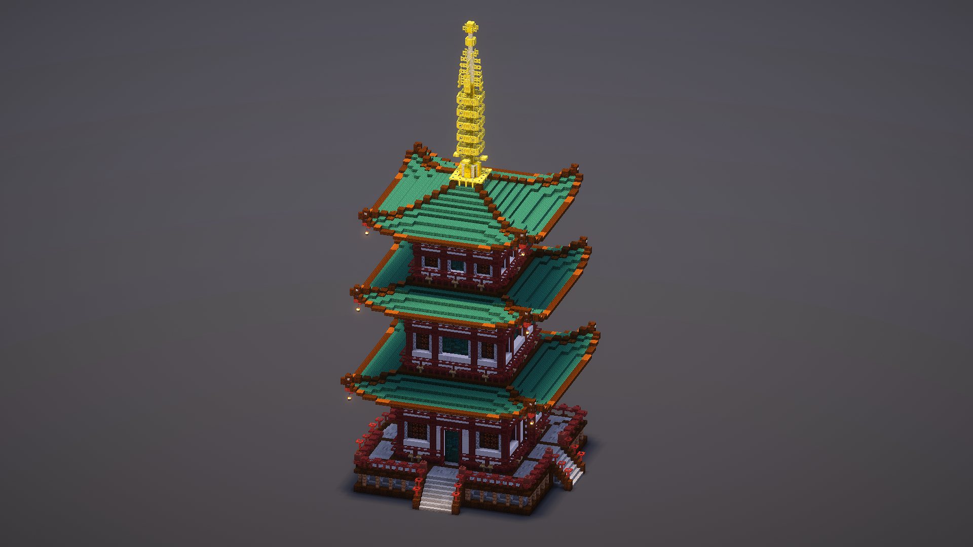 Medium Green Japanese Pagoda — Minecraft Build by MellowHat (4)