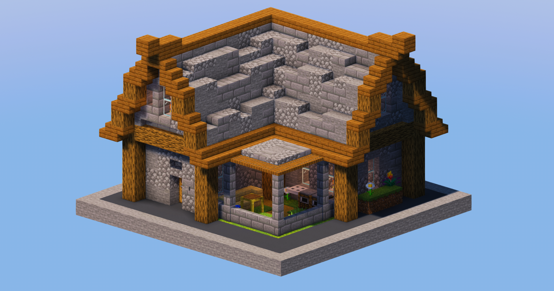 Stone Beginner House — Minecraft Build by LeonisBuilds