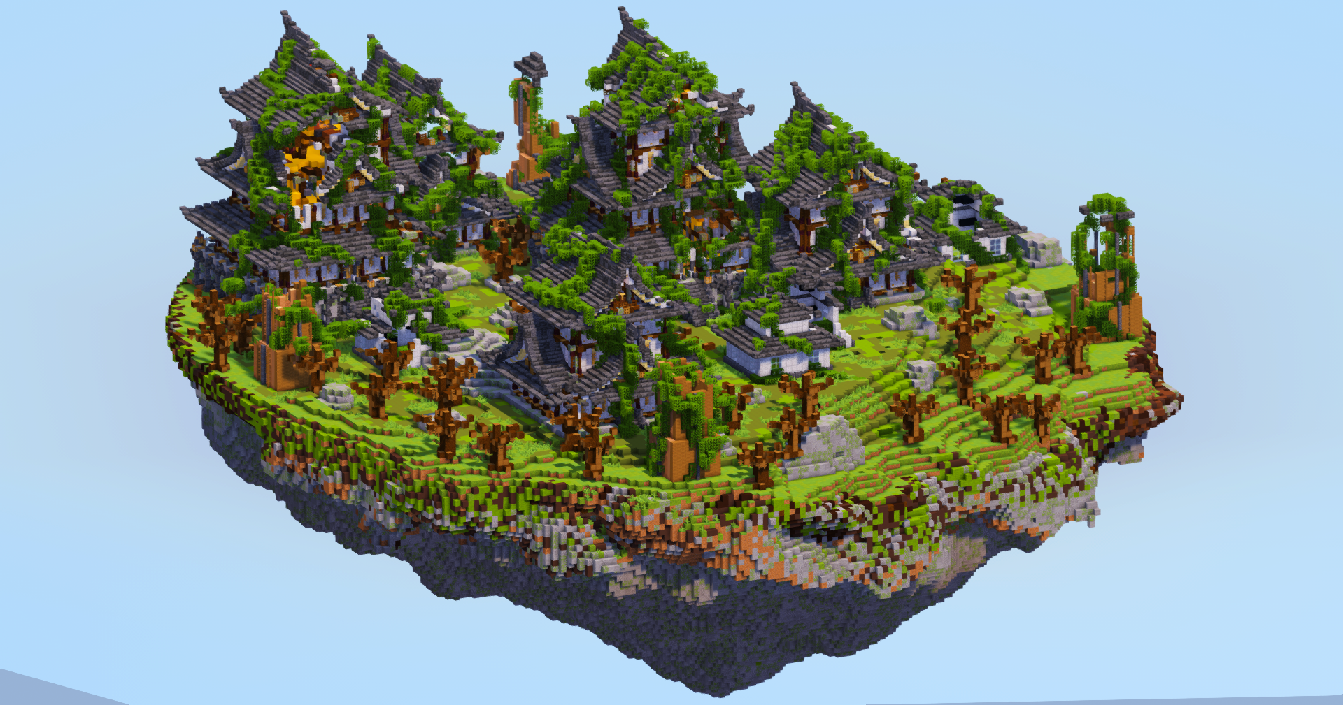 Ruined Overgrown Japanese Floating Island — Minecraft Build by LeonisBuilds