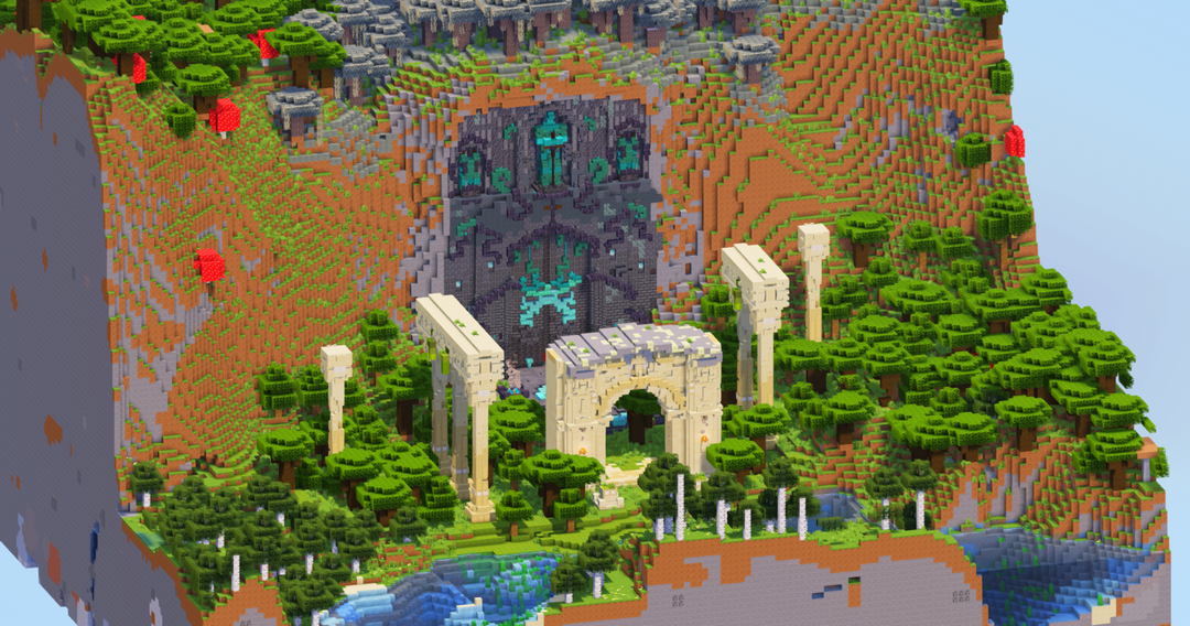 Fully Built 150x150 Blocks Mountain Dungeon Map with Interiors
