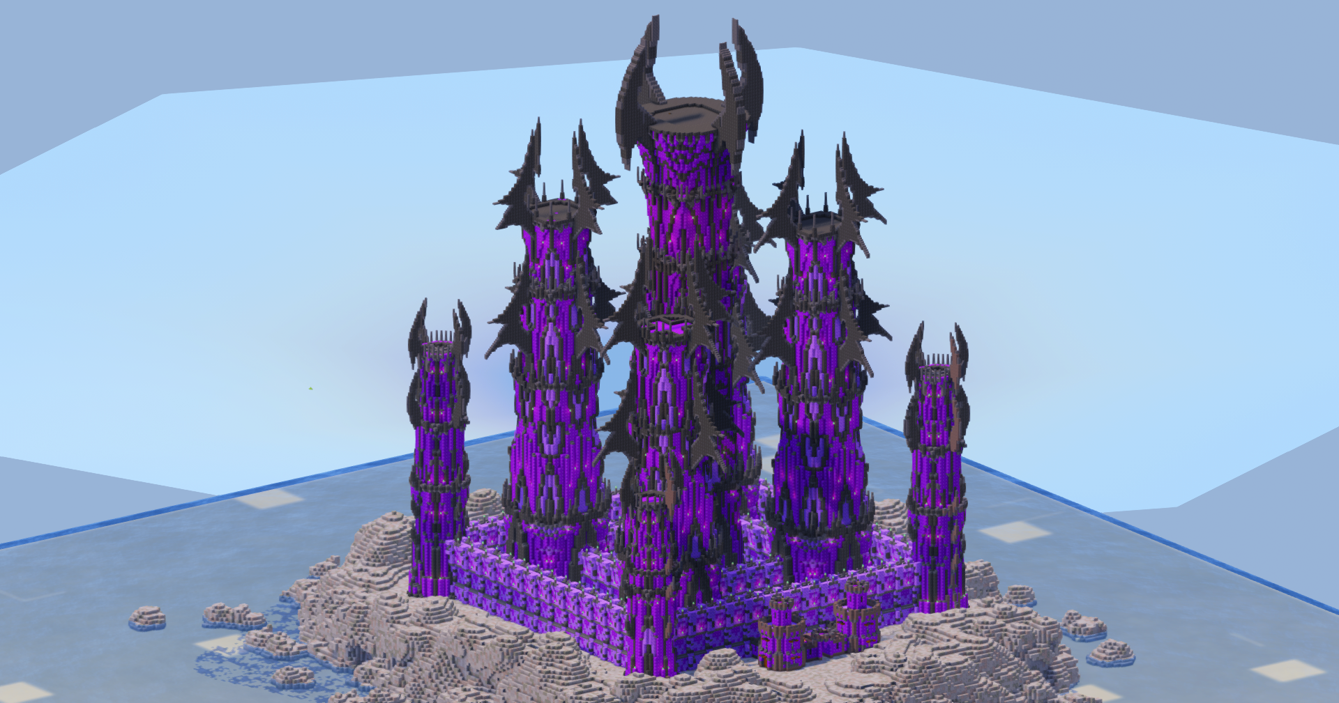 Dark Amethyst Fantasy Castle 400x400 Blocks Fully Built Map — Minecraft Build by LeonisBuilds (3)