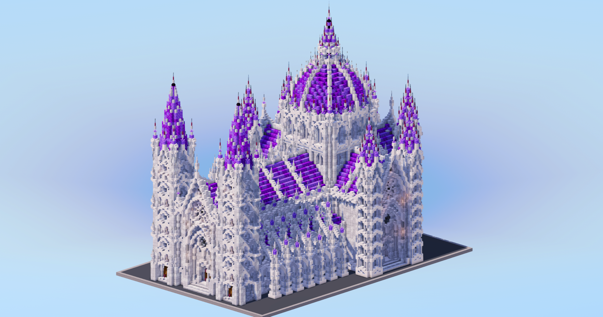 White Amethyst Gothic Cathedral v2 — Minecraft Build by LeonisBuilds