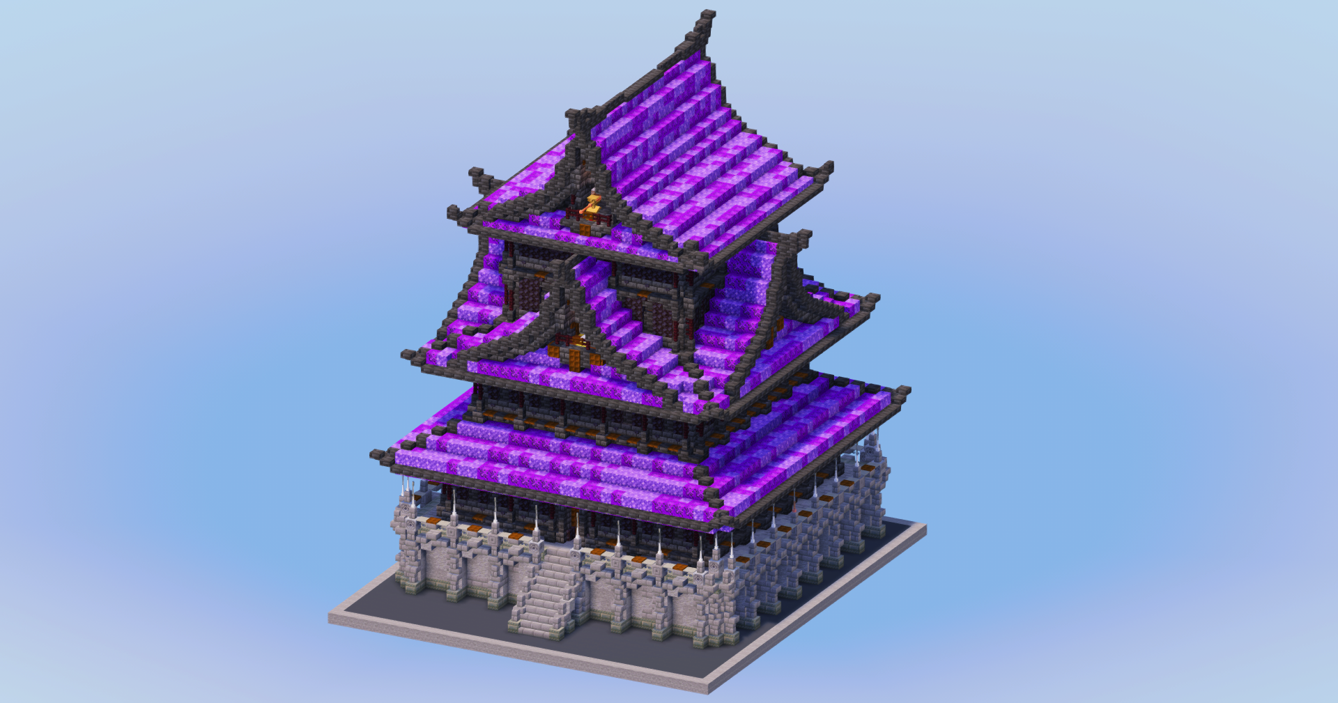 Dark Amethyst Japanese Castle — Minecraft Build by LeonisBuilds