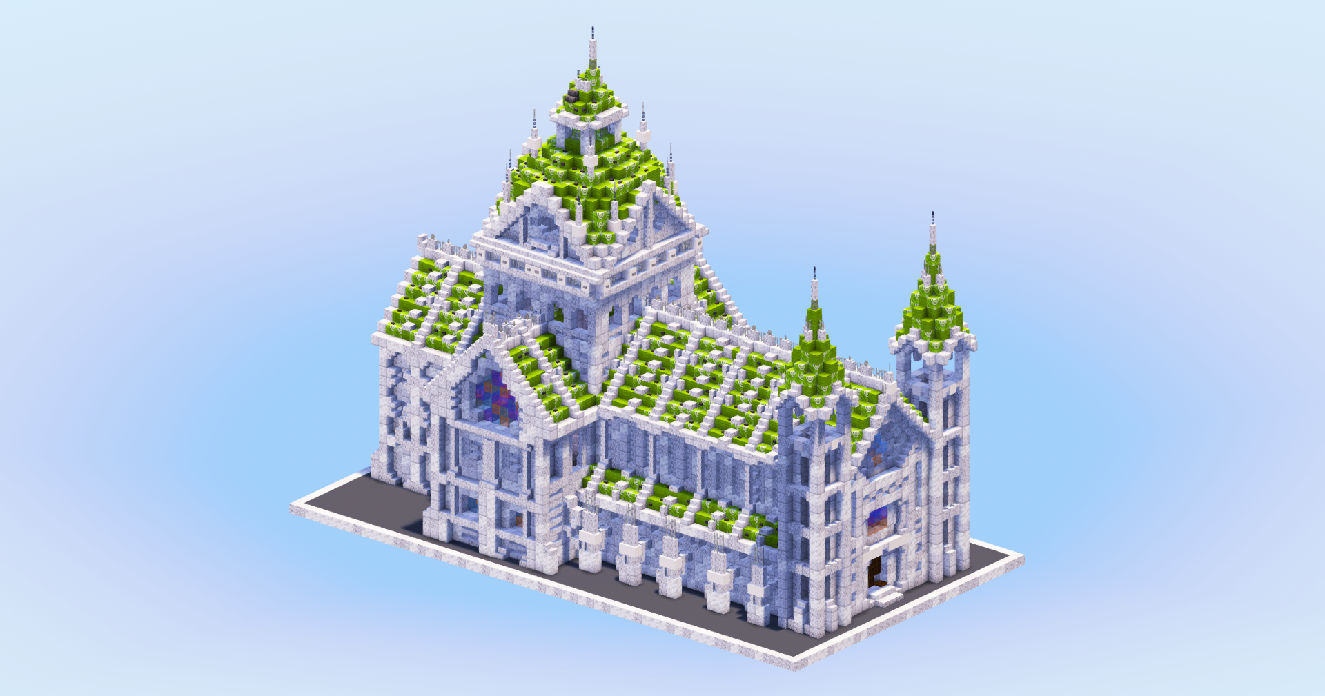Compact Cathedral White and Green — Minecraft Build by LeonisBuilds (2)