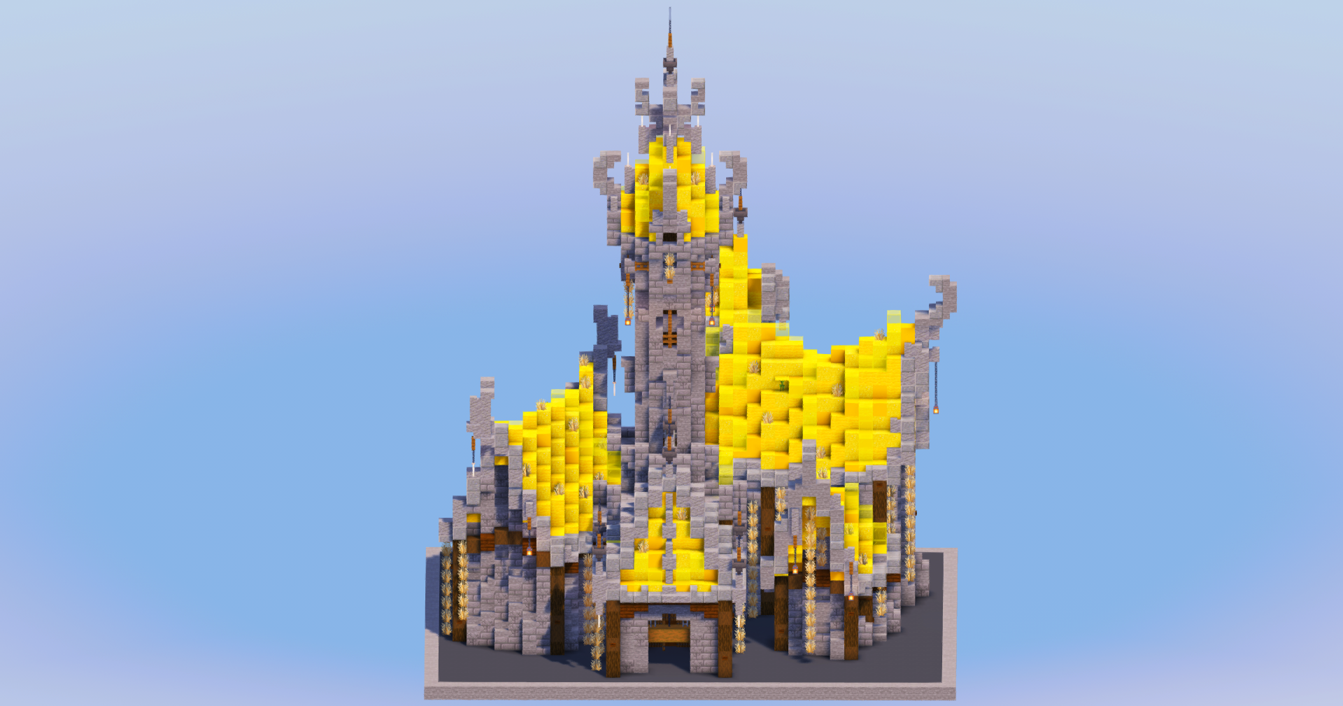 Yellow Medieval Fantasy Castle — Minecraft Build by LeonisBuilds