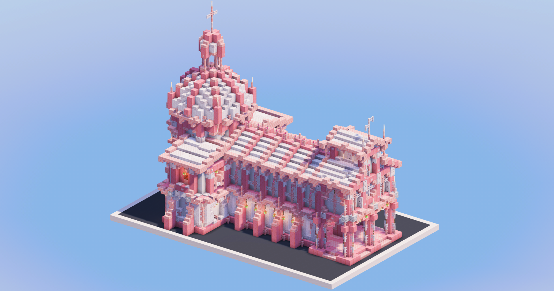 White and Cherry Medieval Church — Minecraft Build by LeonisBuilds (2)