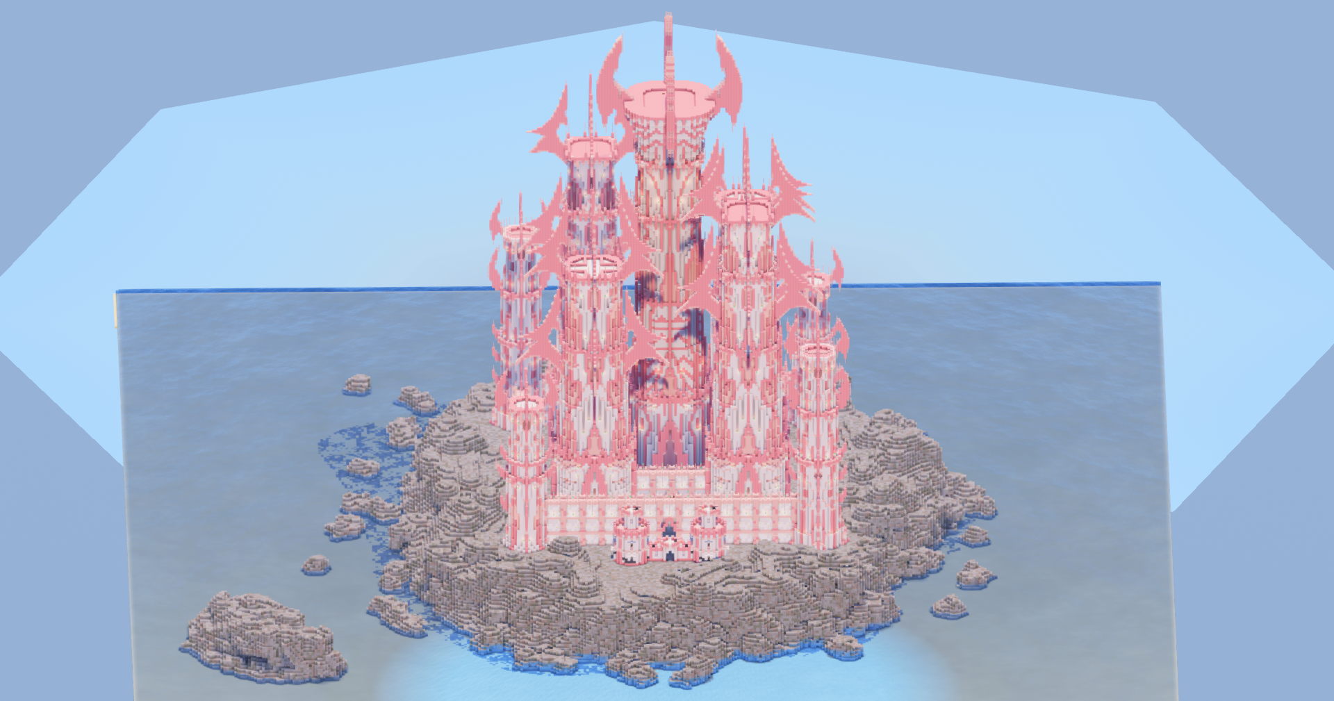 White and Cherry Fantasy Castle 400x400 Blocks Fully Built Map download (Diamond Tier+ Patreon Exclusive) — Minecraft Build by LeonisBuilds (2)