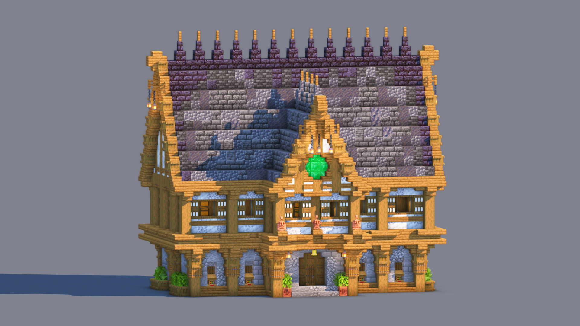 Medieval Trading Hall - Fully Decorated Interior | Download — Minecraft Build by RaekonBuilds
