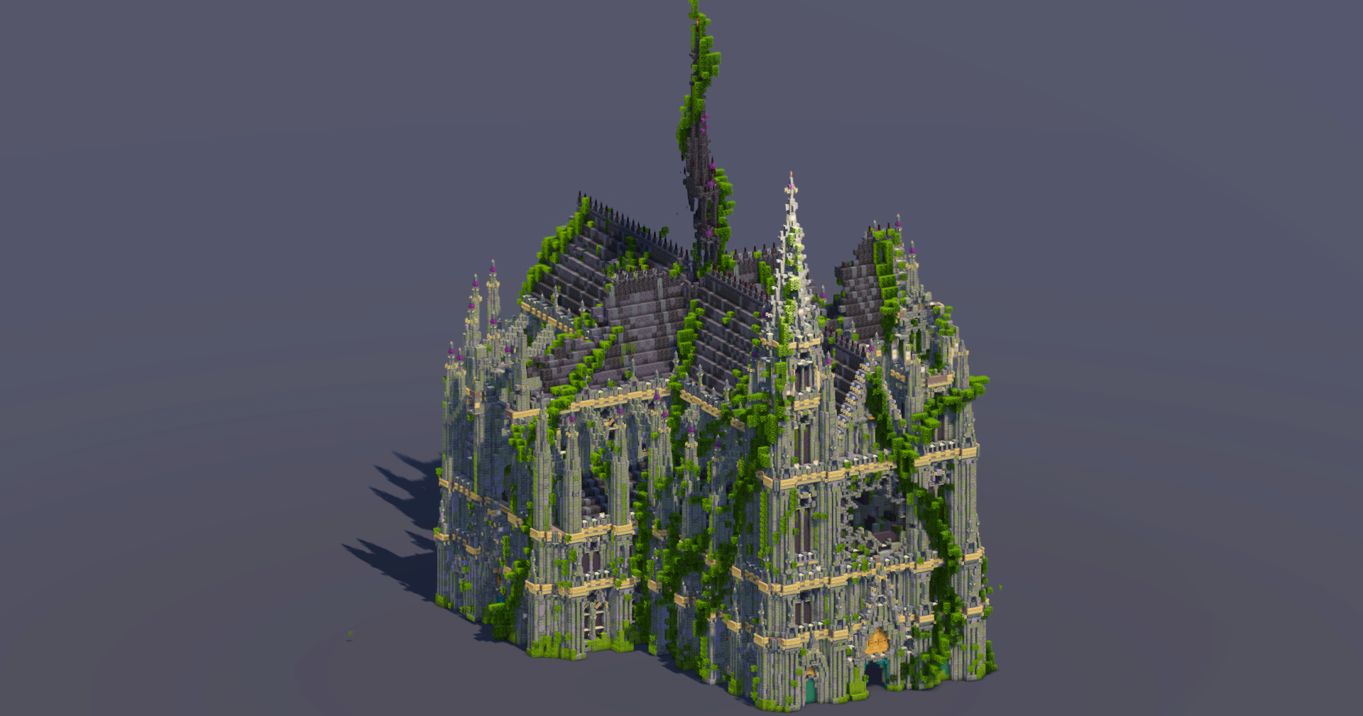 Mossy Overgrown Gothic Cathedral — Minecraft Build by MellowHat (2)