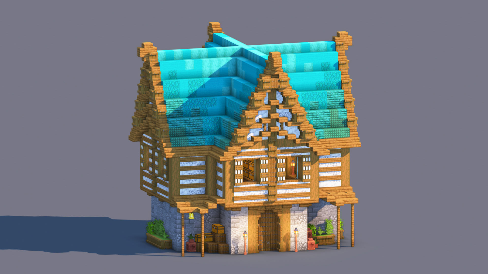 Minecraft Medieval House | Fully Decorated Interior | Survival House Download | Warped Edition — Minecraft Build by RaekonBuilds