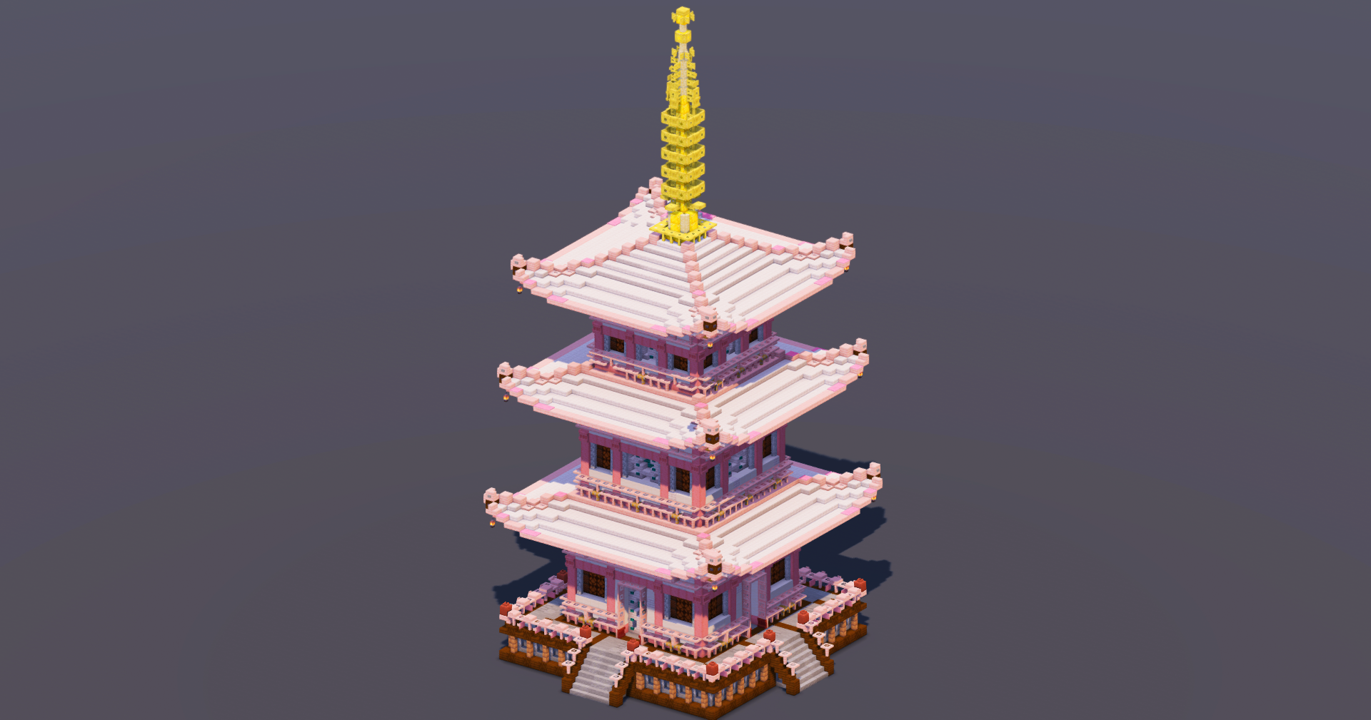 Medium White Cherry Japanese Pagoda — Minecraft Build by MellowHat (2)
