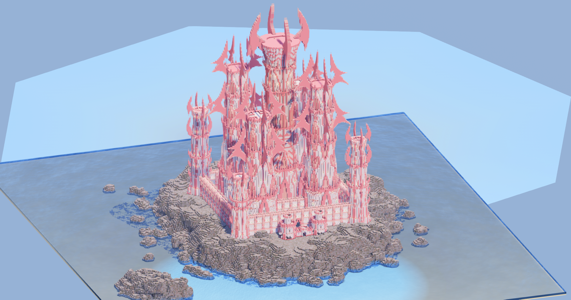 White and Cherry Fantasy Castle 400x400 Blocks Fully Built Map download (Diamond Tier+ Patreon Exclusive) — Minecraft Build by LeonisBuilds (3)