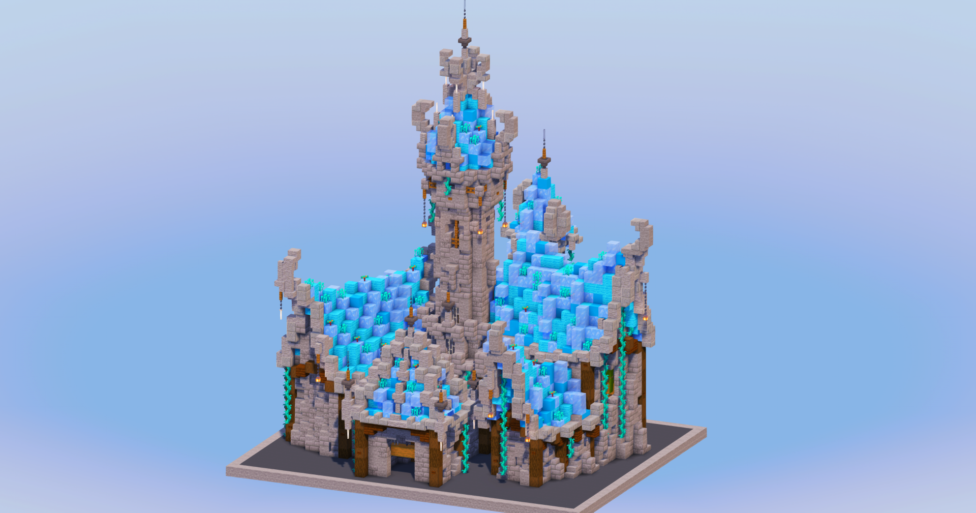 Icy Medieval Fantasy Castle — Minecraft Build by LeonisBuilds (2)