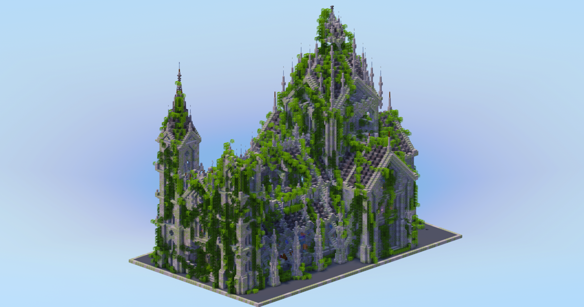 Ruined Overgrown Gothic Cathedral Original — Minecraft Build by LeonisBuilds (2)
