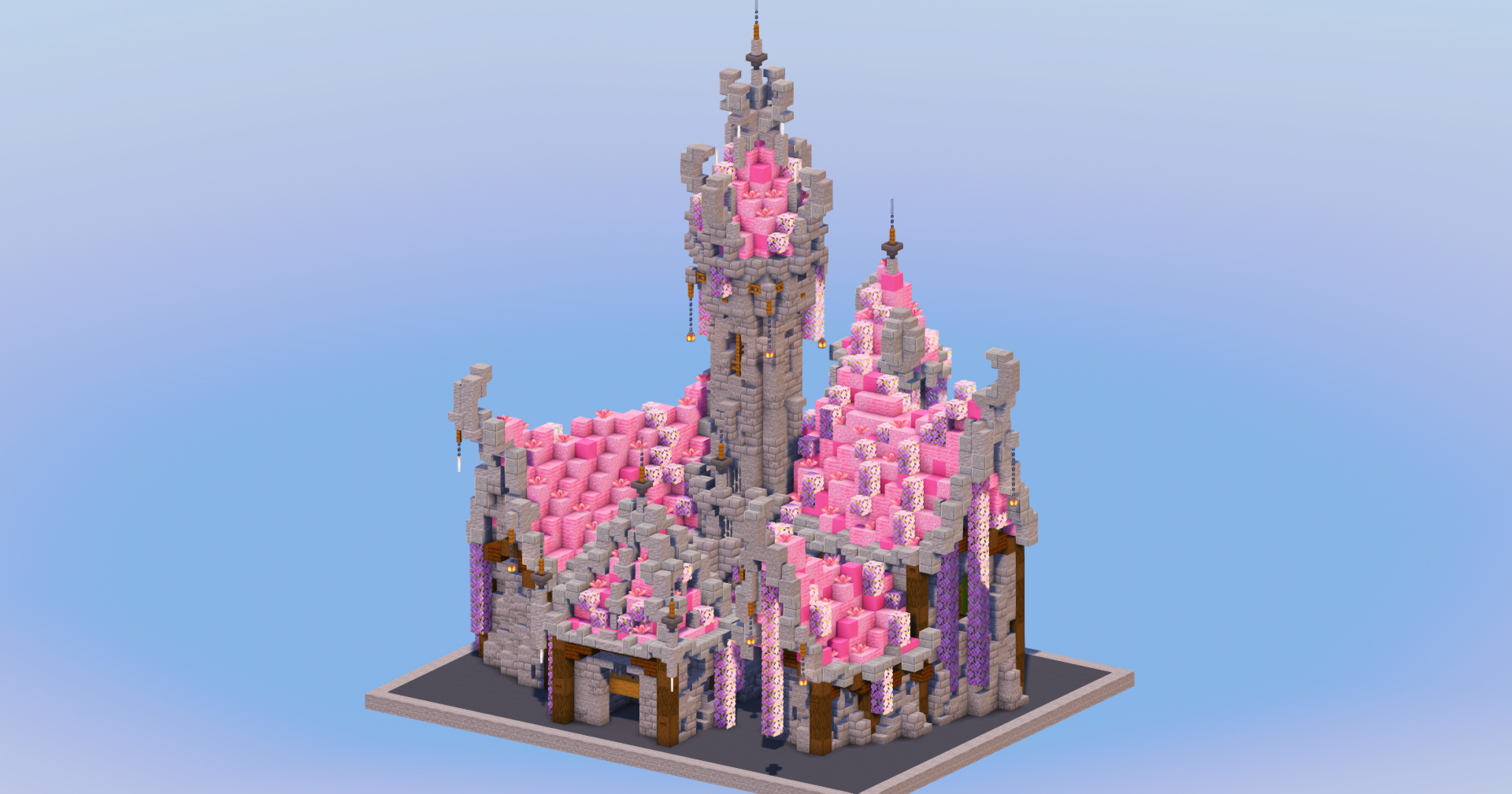 Pink Medieval Fantasy Castle — Minecraft Build by LeonisBuilds (2)