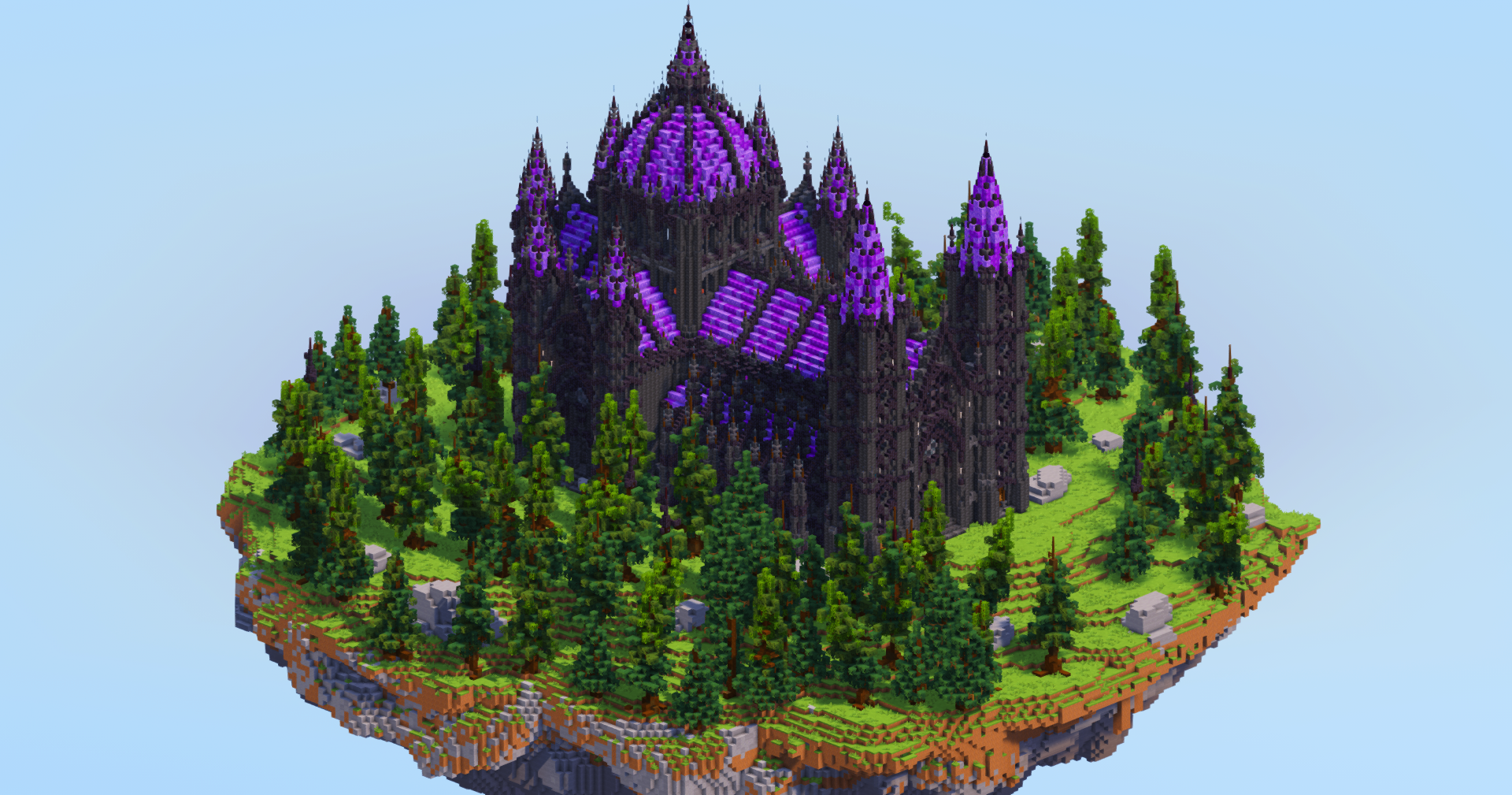 Dark Amethyst Gothic Cathedral v2 on Floating Island — Minecraft Build by LeonisBuilds (3)