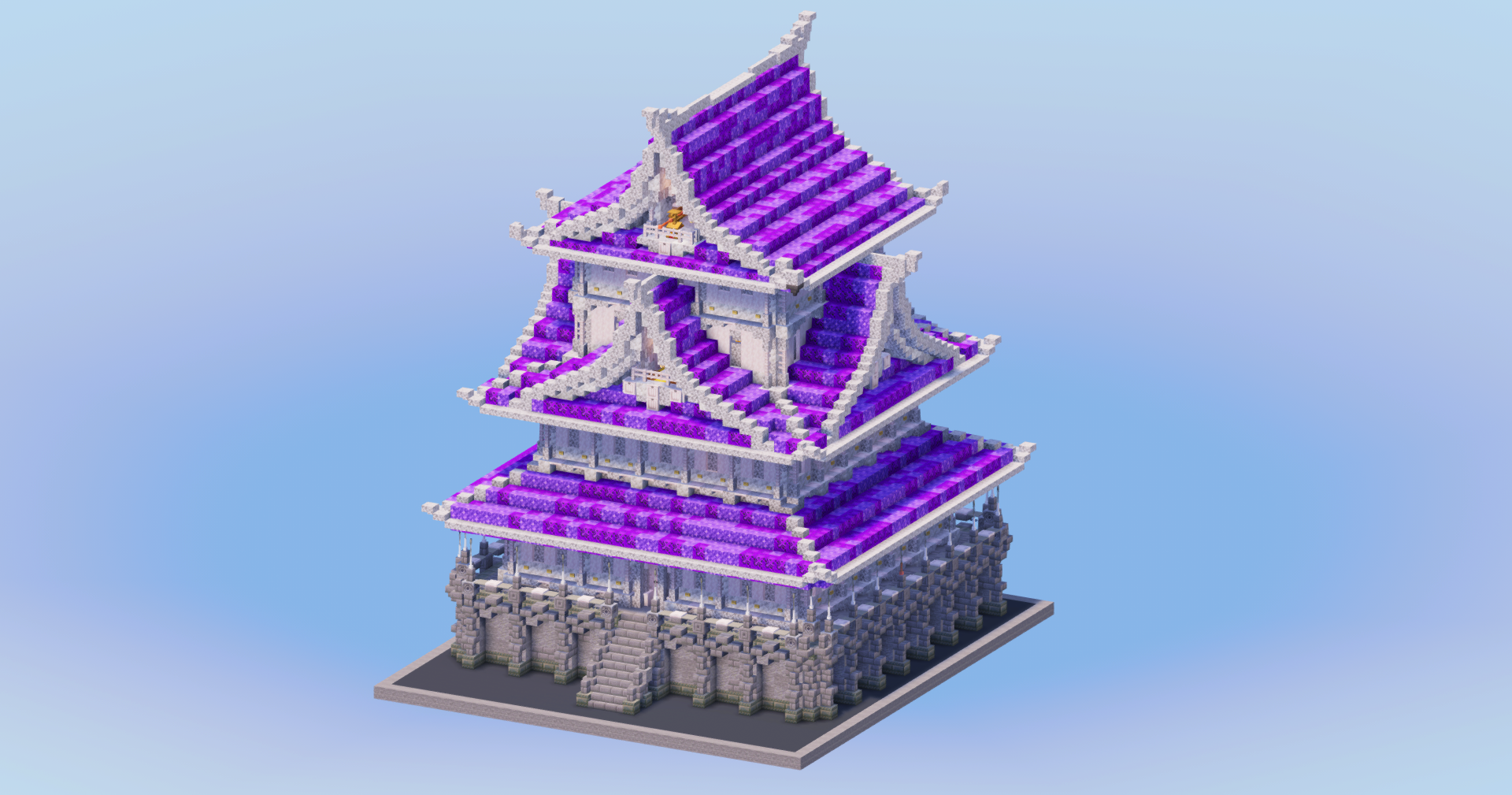 White Amethyst Japanese Castle — Minecraft Build by LeonisBuilds (2)