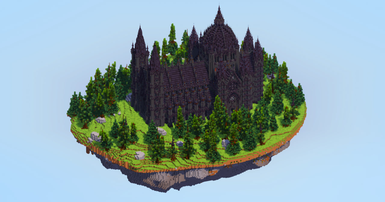 Blackstone Gothic Cathedral on Floating Island — Minecraft Build by LeonisBuilds