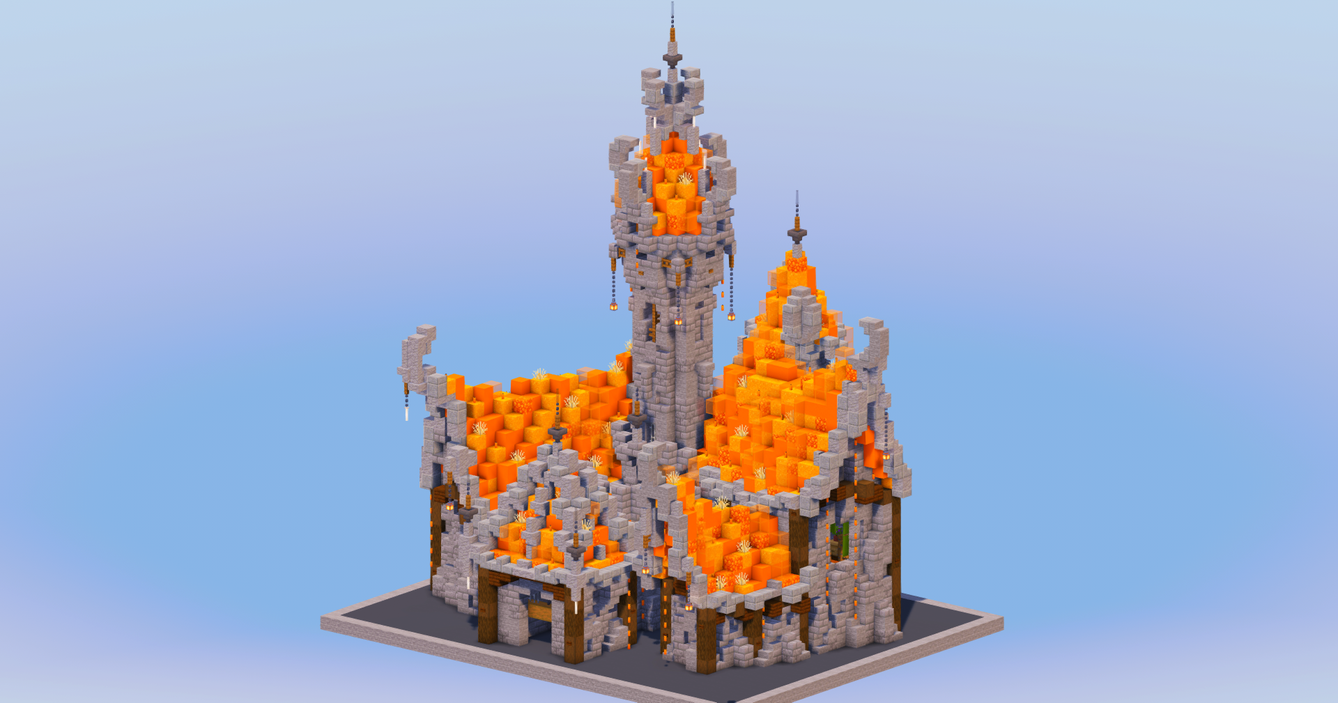 Fire Medieval Fantasy Castle — Minecraft Build by LeonisBuilds (2)