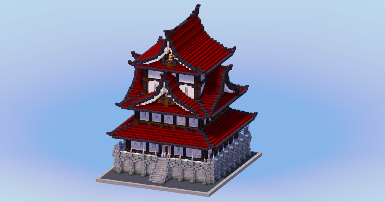 Japanese Castle Dark Red — Minecraft Build by LeonisBuilds