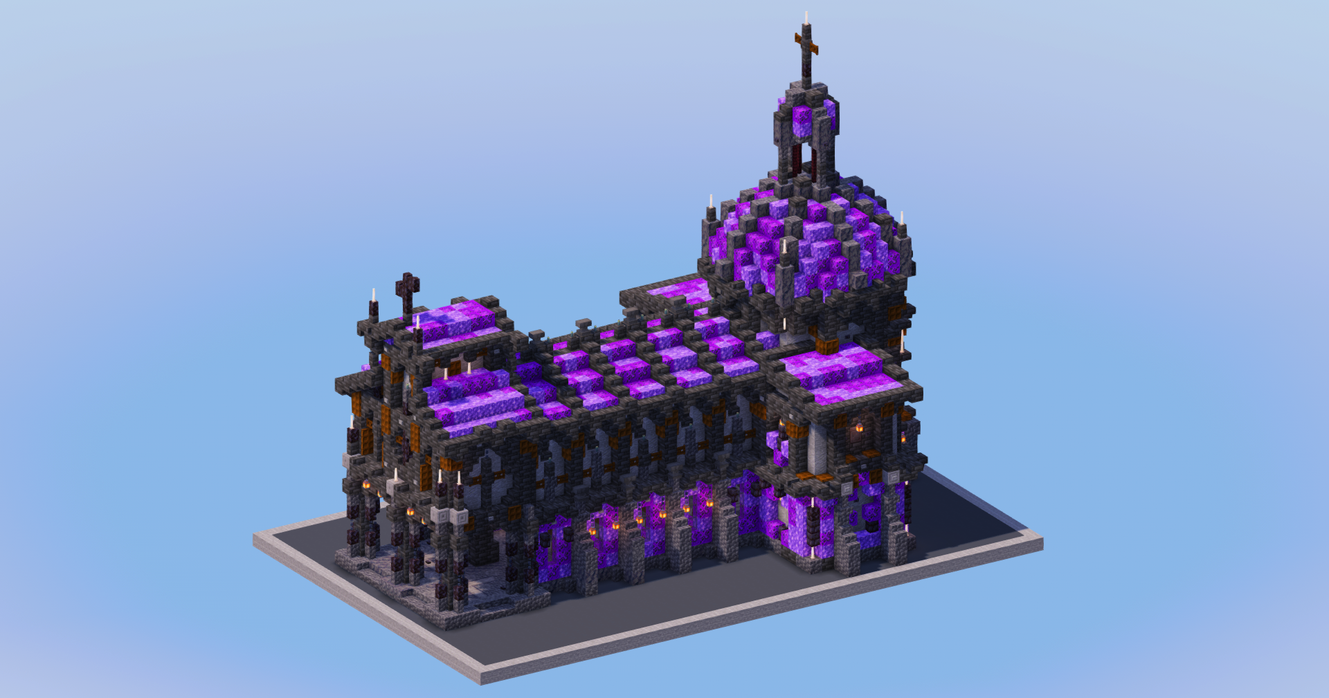 Dark Amethyst Medieval Church — Minecraft Build by LeonisBuilds (2)