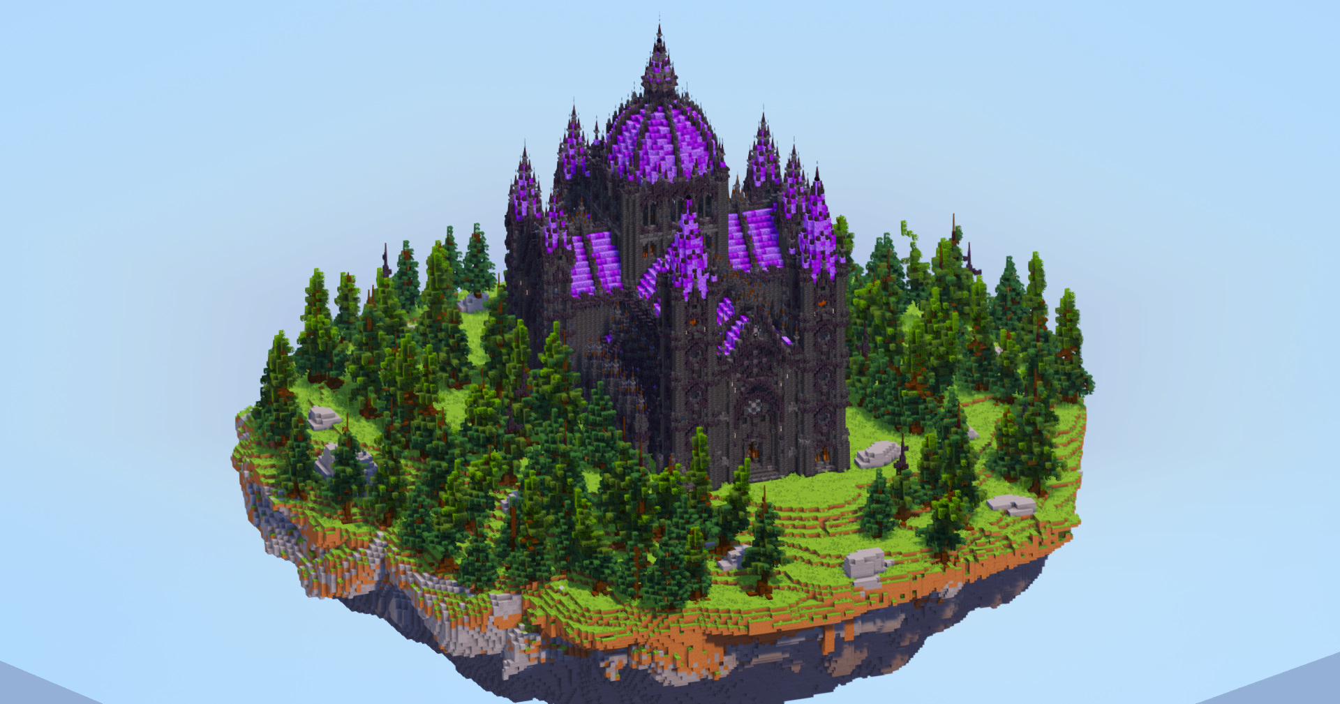 Dark Amethyst Gothic Cathedral v2 on Floating Island — Minecraft Build by LeonisBuilds (2)