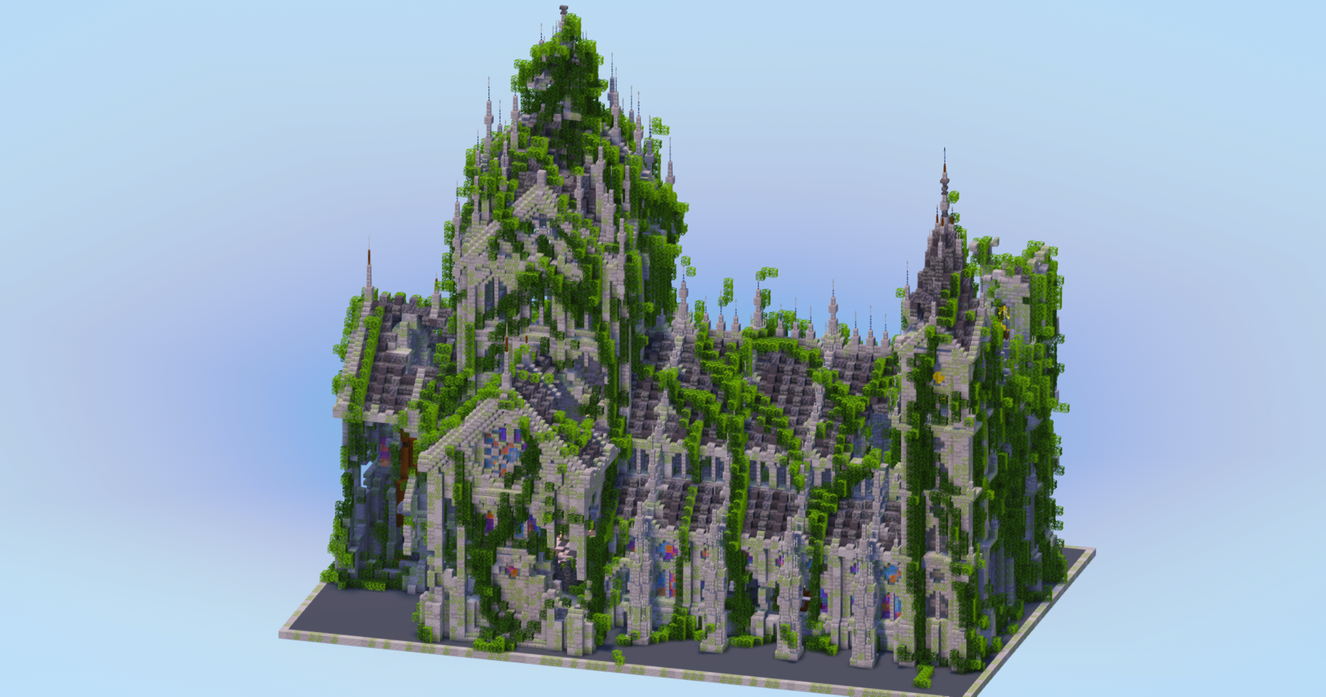 Ruined Overgrown Gothic Cathedral Original — Minecraft Build by LeonisBuilds (3)